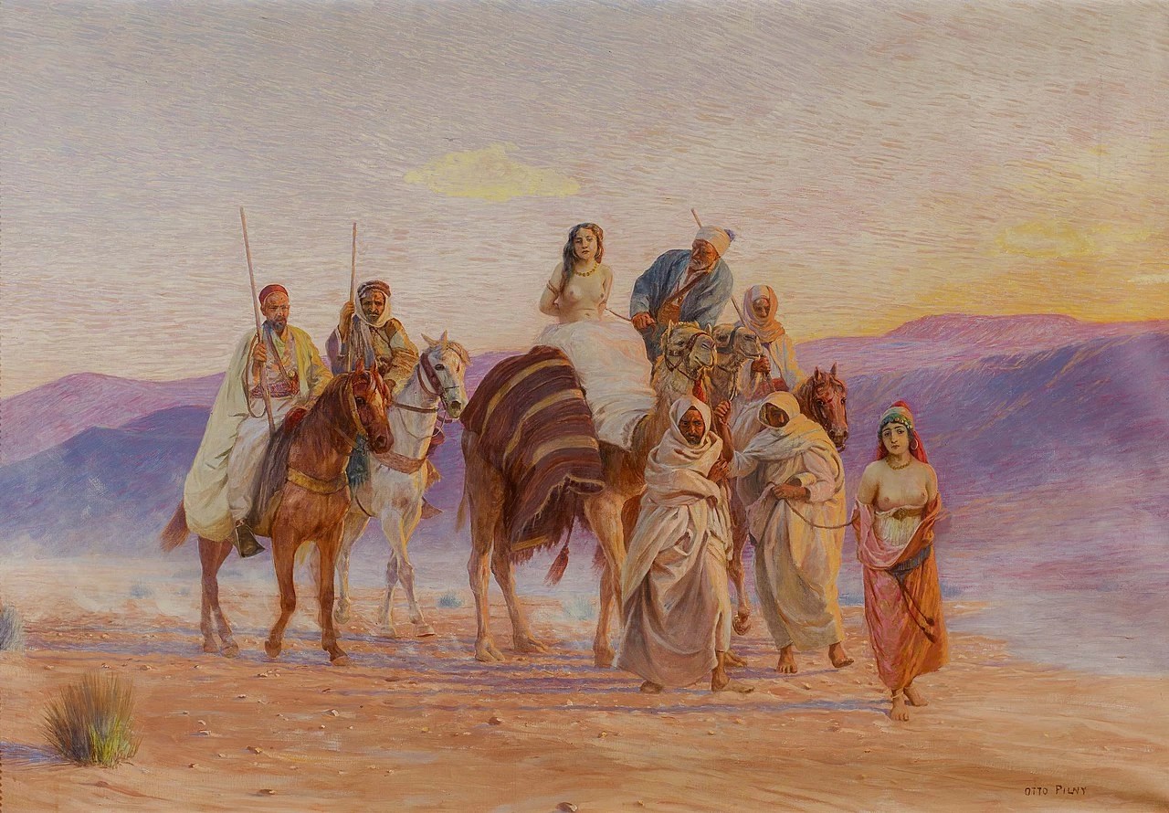 Carovana con schiavi nel deserto
